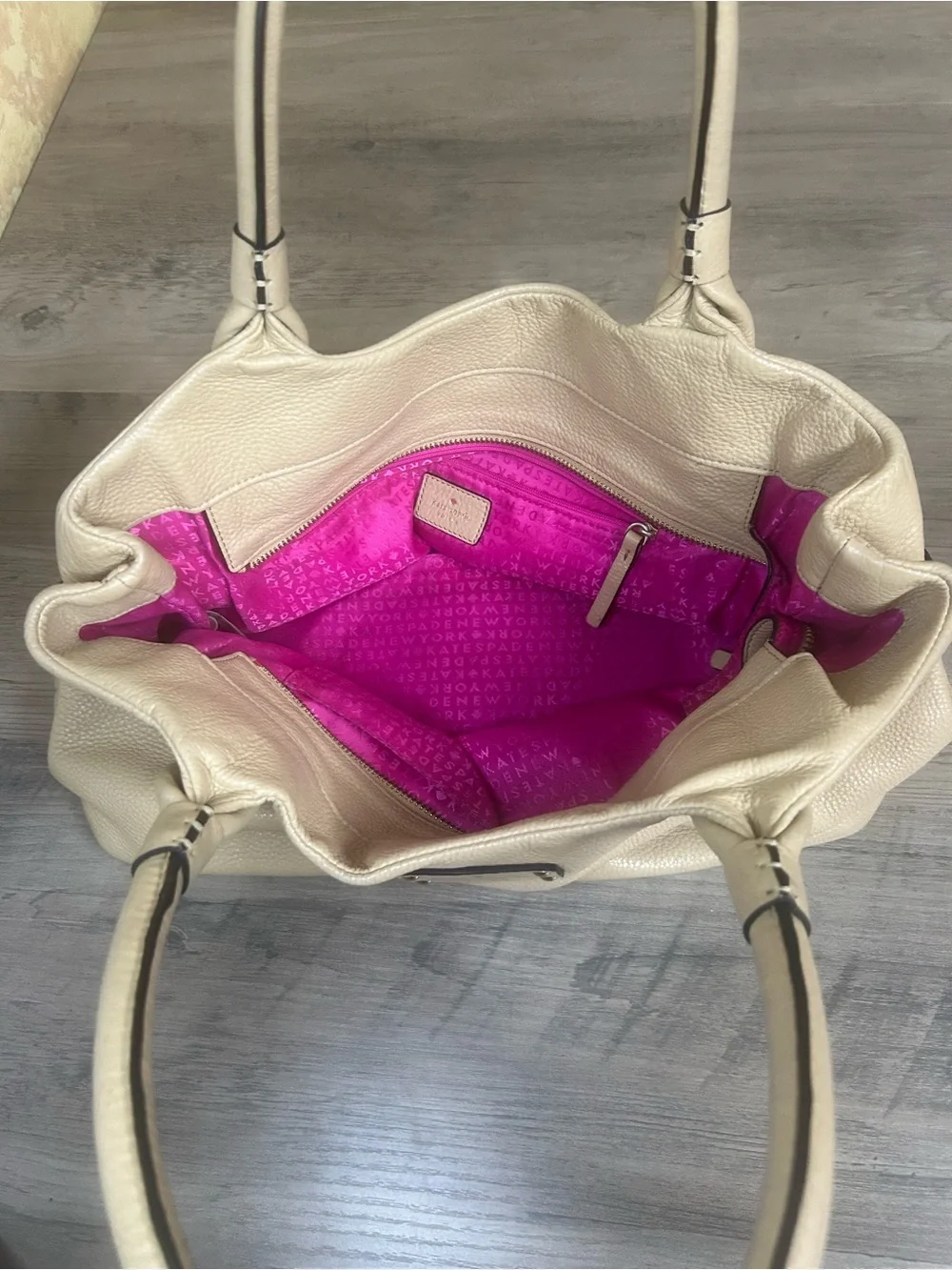 kate spade Cream Pebbled Leather Shoulder Bag